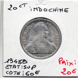 Indochine 20 cents 1945 B Beaumont Sup, Lec 252 pièce de monnaie