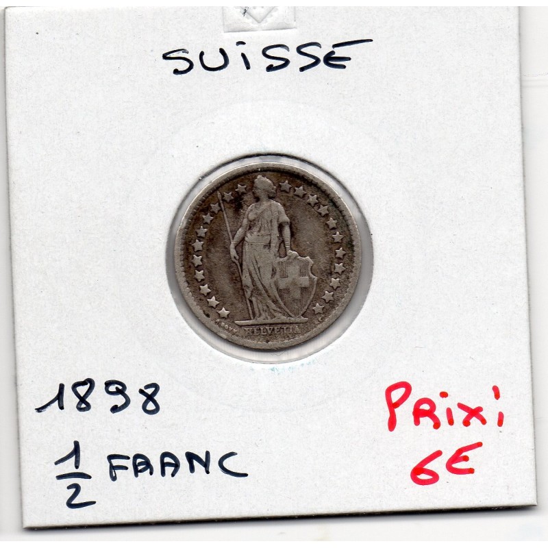 Suisse 1/2 franc 1898 TTB-, KM 23 pièce de monnaie