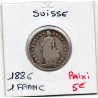 Suisse 1 franc 1886 B, KM 24 pièce de monnaie