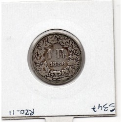 Suisse 1 franc 1886 B, KM 24 pièce de monnaie