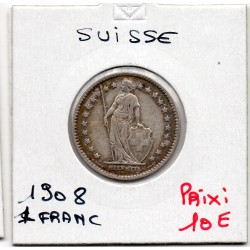 Suisse 1 franc 1908 TTB+, KM 24 pièce de monnaie