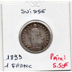 Suisse 1 franc 1899 TB+, KM 24 pièce de monnaie