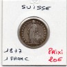 Suisse 1 franc 1877 TTB, KM 24 pièce de monnaie