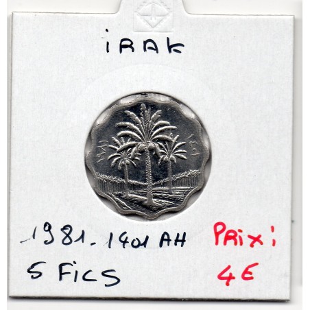 Irak 5 fils 1981 - 1401 AH Spl, KM 126a pièce de monnaie