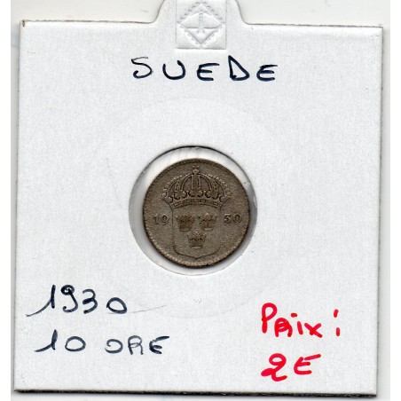 Suède 10 Ore 1930 TB, KM 780 pièce de monnaie