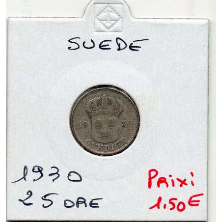 Suède 25 Ore 1930 TB, KM 785 pièce de monnaie