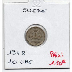 Suède 10 Ore 1948 Sup, KM 813 pièce de monnaie