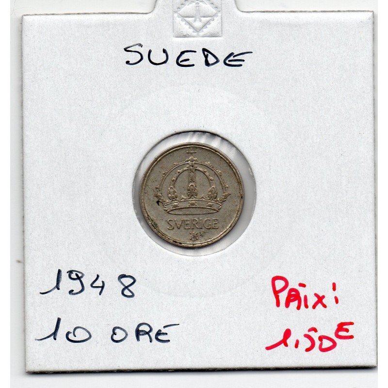 Suède 10 Ore 1948 Sup, KM 813 pièce de monnaie