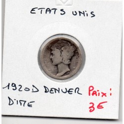 Etats Unis dime 1920 D Denver B, KM 140 pièce de monnaie