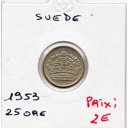 Suède 25 Ore 1953 Sup, KM 824 pièce de monnaie