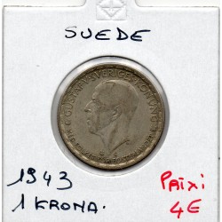 Suède 1 krona 1943 TTB, KM 814 pièce de monnaie