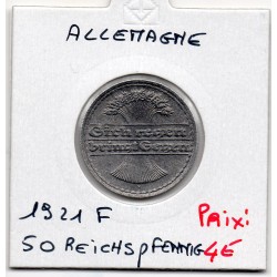 Allemagne 50 pfennig 1921 F, SPL KM 27 pièce de monnaie