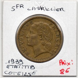 5 francs Lavrillier 1939 TTB, France pièce de monnaie