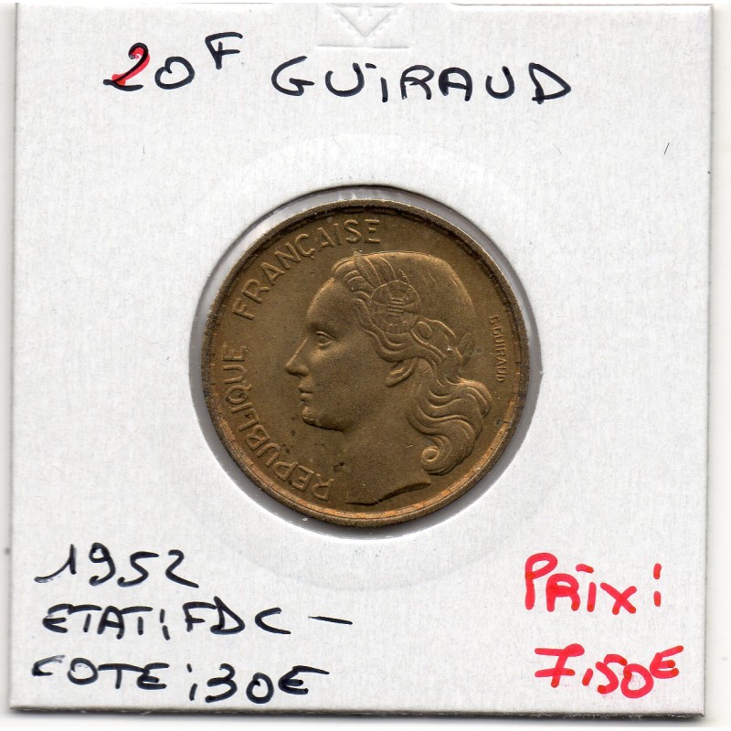20 francs Coq Guiraud 1952 SPL, France pièce de monnaie