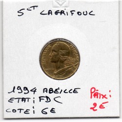 5 centimes Lagriffoul 1994 Abeille FDC, France pièce de monnaie