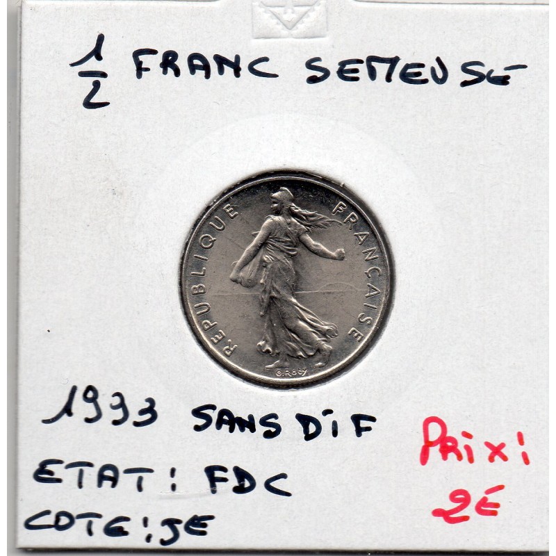 1/2 Franc Semeuse Nickel 1993 sans Dif FDC, France pièce de monnaie