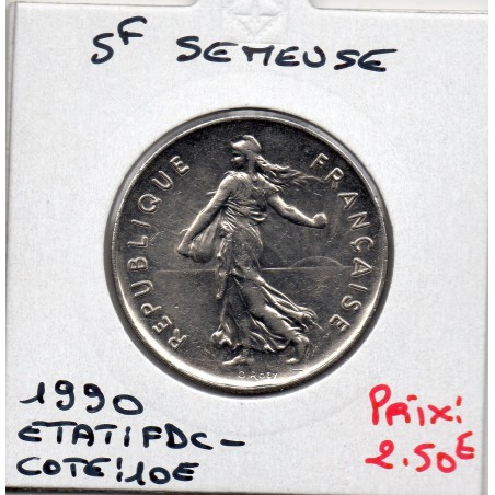 5 francs Semeuse Cupronickel 1990 FDC-, France pièce de monnaie