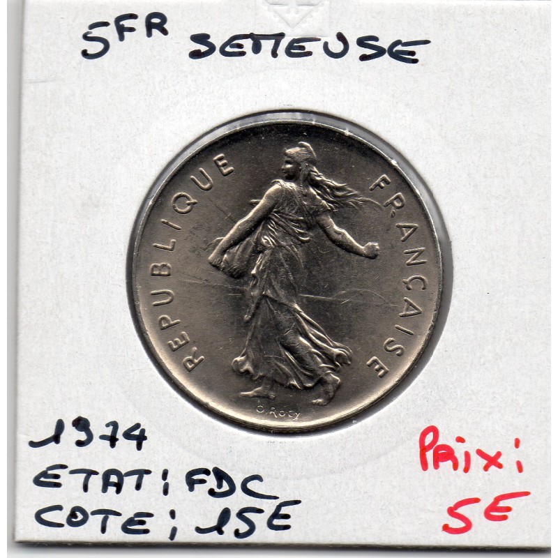 5 francs Semeuse Cupronickel 1974 FDC, France pièce de monnaie