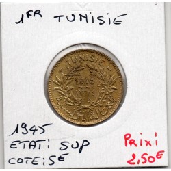Tunisie, 1 franc 1945 - 1364 AH Sup+, Lec 244 pièce de monnaie