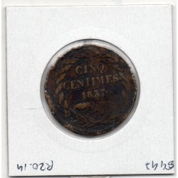 Monaco Honore V 5 centimes 1837 MC TB, Gad 103 pièce de monnaie