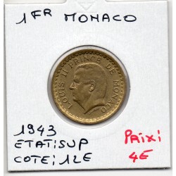 Monaco Louis II 1 franc 1943 Sup, Gad 132 pièce de monnaie