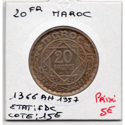 Maroc 20 francs 1366 AH -1947 FDC, Lec 274 pièce de monnaie