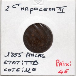 2 centimes Napoléon III tête nue 1855 A Ancre Paris TTB, France pièce de monnaie