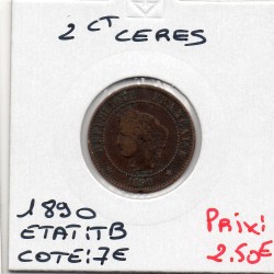 2 centimes Cérès 1890 TB,...