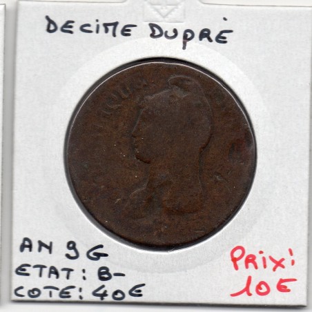 1 decime Dupré An 9 G Geneve B-, France pièce de monnaie