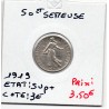 50 centimes Semeuse Argent 1919 Sup+, France pièce de monnaie