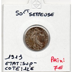 50 centimes Semeuse Argent 1913 Sup-, France pièce de monnaie