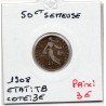 50 centimes Semeuse Argent 1908 TB, France pièce de monnaie