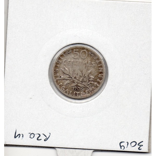 50 centimes Semeuse Argent 1906 B+, France pièce de monnaie