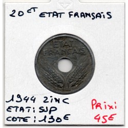 20 centimes état Français 1944 Sup, France pièce de monnaie