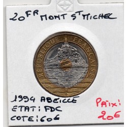 20 francs Mont St Michel 1994 abeille FDC, France pièce de monnaie