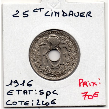 25 centimes Lindauer 1916 Spl, France pièce de monnaie