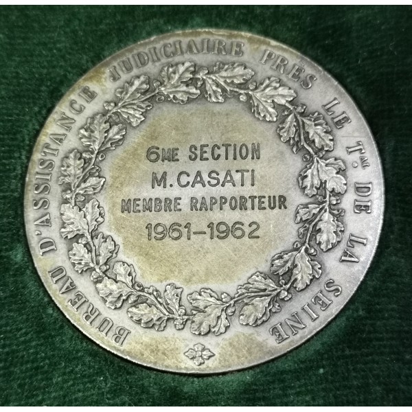Médaille Bureau assistance judiciaire Argent, Dupuis 1962 poincon corne