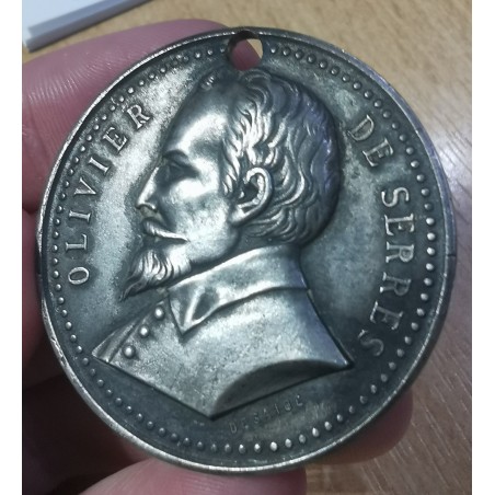 Médaille Olivier de Serre Langogne poinçon Corne Argent