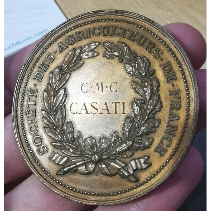 Médaille Société des agriculteurs de france Trotin 1893 poinçon Corne Médaille Société des agriculteurs de france Trotin 1893 poinçon Corne
