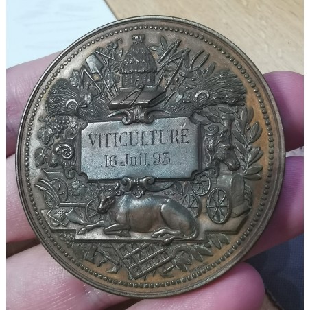 Médaille Société des agriculteurs de france Trotin 1893 poinçon Corne