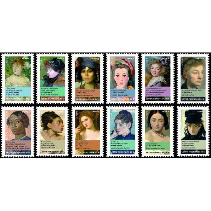 Autoadhésifs Yvert No 674-685 Timbres Arts, Portraits de femmes