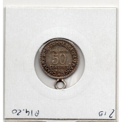 Monnaie montée en médaille 50 centimes CCI argentée France pièce de nécessité