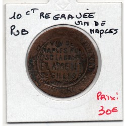 Monnaie 10 centimes Napoléon III 1857 A contremarqué Vin de naples