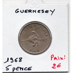 Guernesey 5 pence 1968 Sup, KM 23 pièce de monnaie