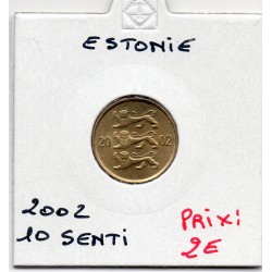 Estonie 10 senti 2002 FDC, KM 22 pièce de monnaie