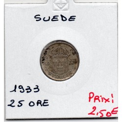 Suède 25 Ore 1933 TTB, KM 785 pièce de monnaie