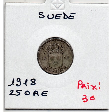 Suède 25 Ore 1918 TB, KM 785 pièce de monnaie