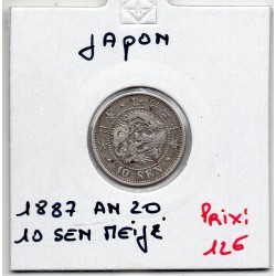 Japon 10 Sen Meiji an 20 1887 TTB,  KM Y23 pièce de monnaie