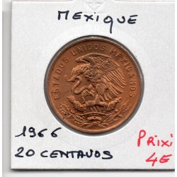 Mexique 20 centavos 1966 Spl, KM 440 pièce de monnaie