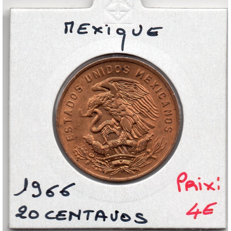 Mexique 20 centavos 1966 Spl, KM 440 pièce de monnaie